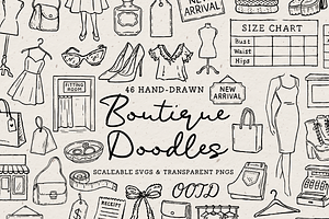 Boutique Clipart, Fashion Doodles, an Object Illustration by The October Creative
