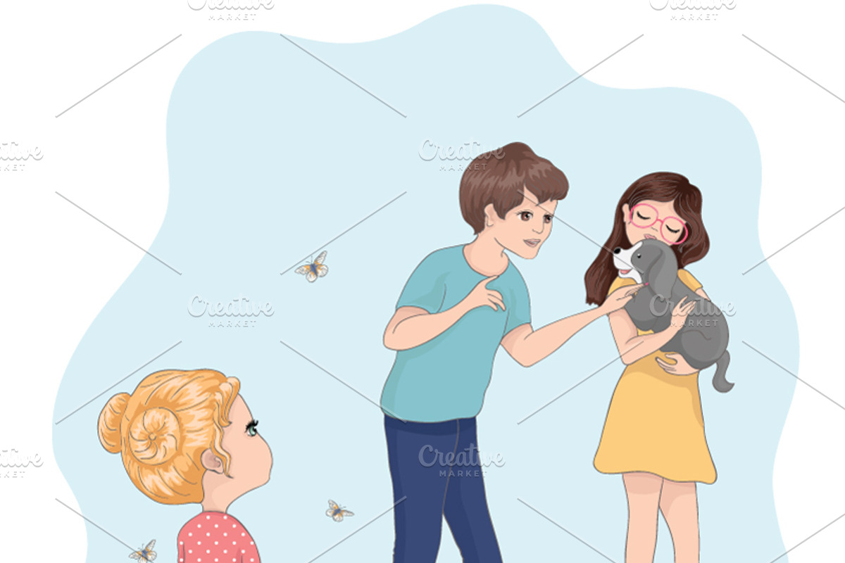set with 32 cartoon girls-cute girls, an Animal Illustration by StudioLondon (Photo 21 of 33)