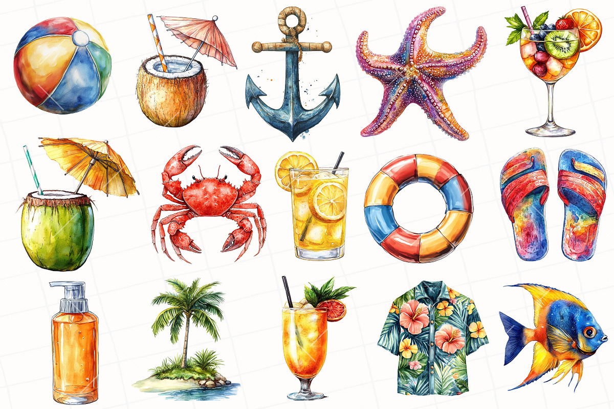 Summer Vacation Clipart, an Illustration by OK Design (Photo 3 of 6)