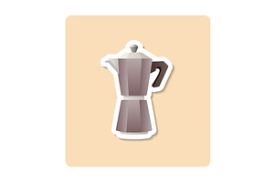 Moka Pot Sticker Illustration