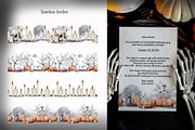 Halloween pumpkins and skeletons, an Illustration by Alena Sid (Thumbnail 11 of 12)