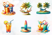 Beach Summer Paradise Clipart, an Illustration by RobertsArt (Thumbnail 6 of 7)