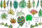 Watercolor palm leaves clipart, an Illustration by Watercolor_Vector Graphic (Thumbnail 1 of 15)