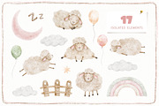 Sheep watercolor illustrations, an Animal Illustration by Fedulova Art (Thumbnail 3 of 14)