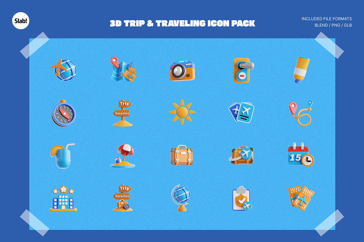 3D Trip & Traveling Icon, an Object 3D Model by SLAB! Design (Photo 2 of 4)