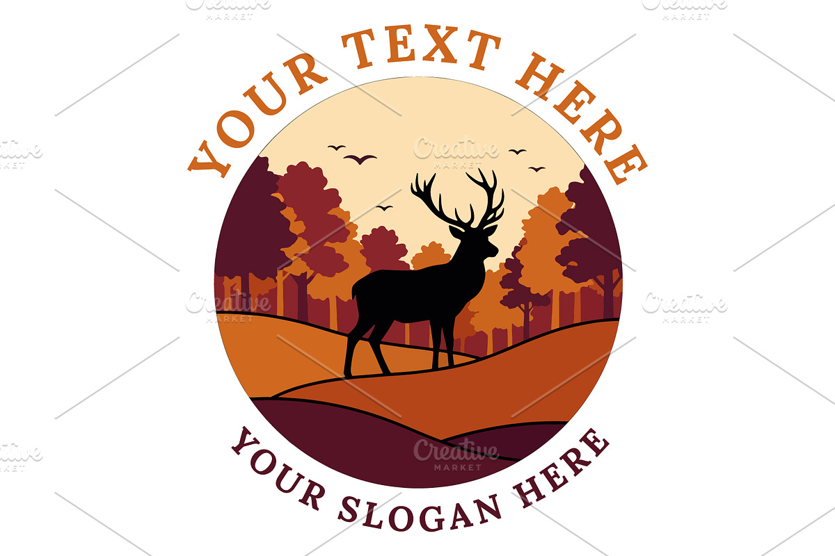 Autumn Forest Landscape with Deer, a Seasonal Illustration by nandinigraphics (Photo 2 of 3)