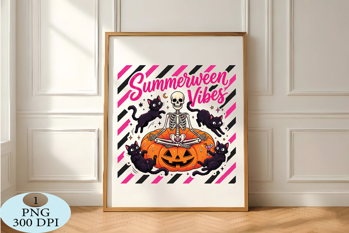 Summerween Vibes Skeleton Cat PNG, a Seasonal Illustration by Daily.Designs (Photo 5 of 5)