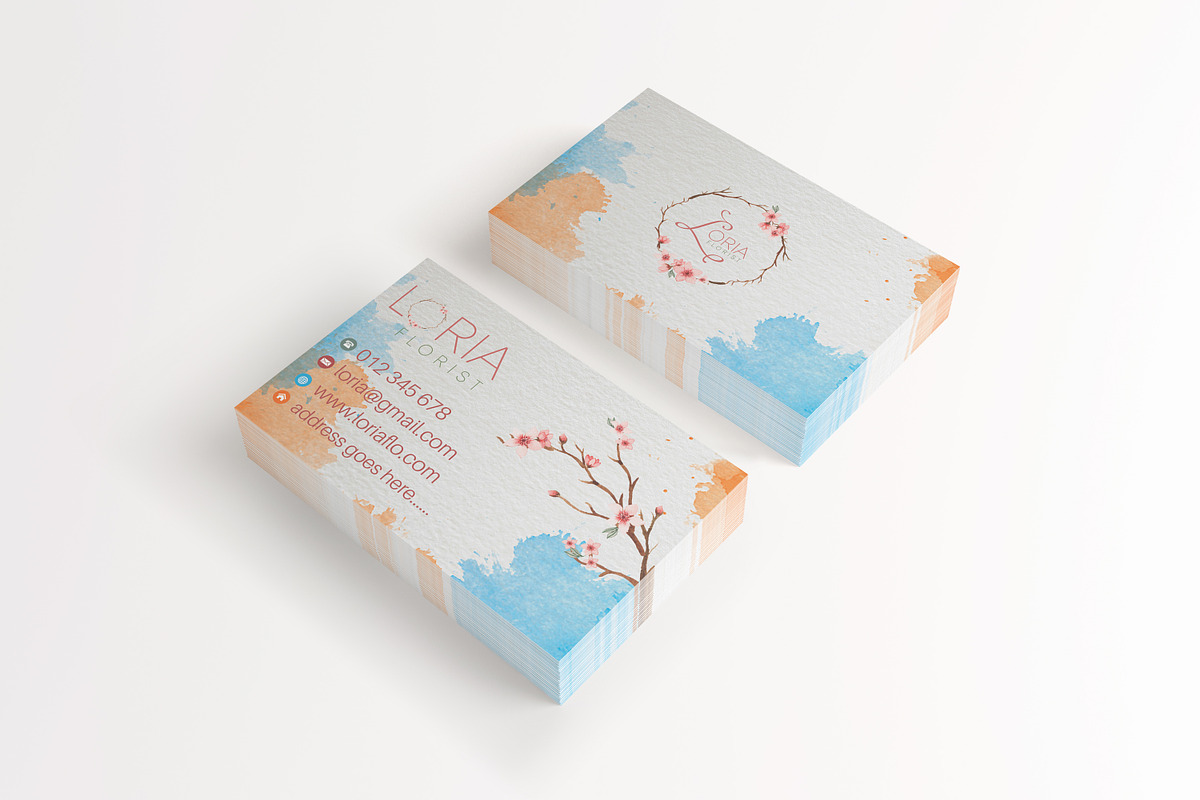 Floral Watercolor Business Card, a Business Card Template by Graphic Origin (Photo 3 of 3)
