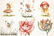 Magical Cute Garden Fairies Bundle, an Illustration by Watercolor design (Thumbnail 3 of 4)
