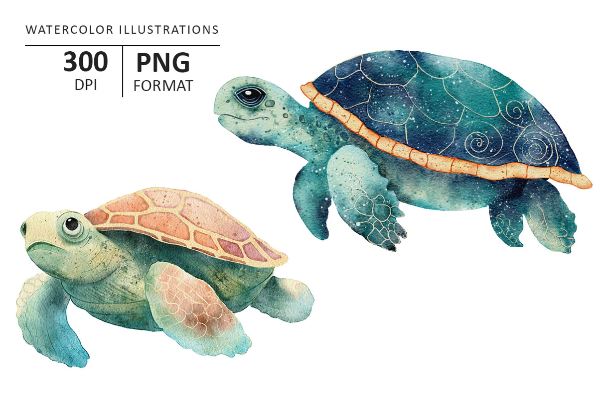 Sea Turtles watercolor illustration, an Animal Illustration by Evgeniia (Photo 3 of 3)