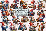 Watercolor Christmas Gnome Musicians, an Illustration by SVGArt (Thumbnail 1 of 8)