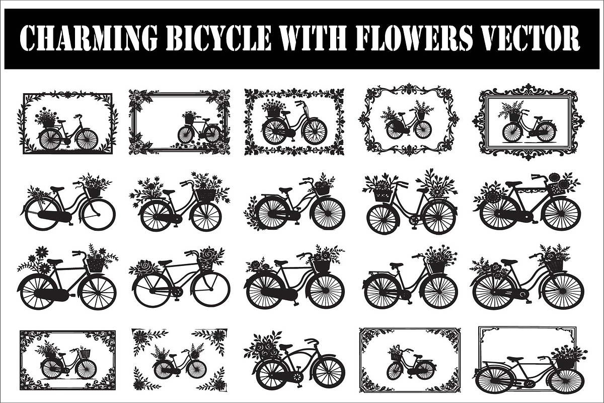 Charming Bicycle with Flowers, an Illustration by Amazin_art (Photo 1 of 21)