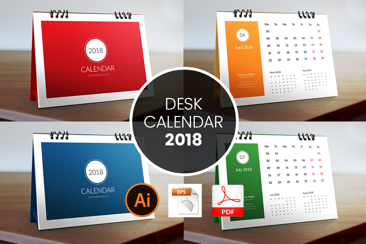 2018 Desk Calendar template, a Stationery Template by graphicbox (Photo 1 of 6)