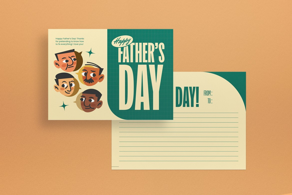 Father's Day Greeting Card Postcard, a Card Template by graphicook (Photo 2 of 3)