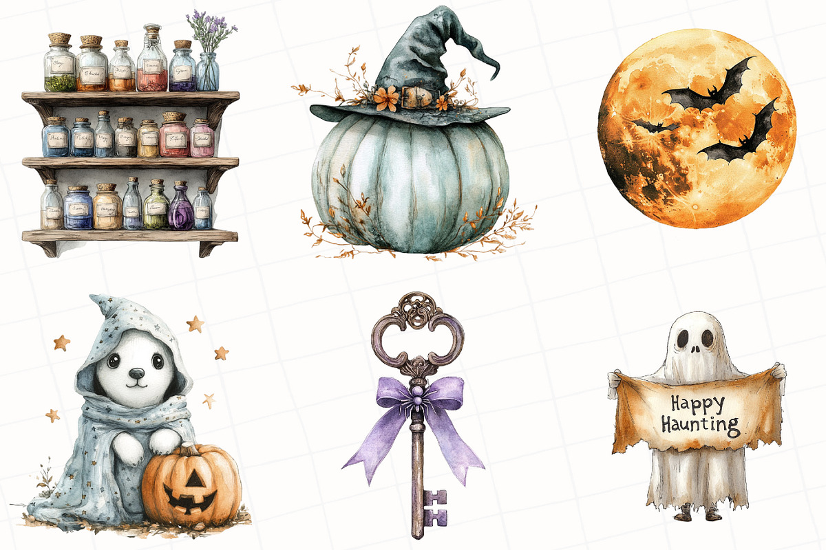 Pastel Halloween Sublimation Clipart, an Illustration by OK Design (Photo 3 of 5)