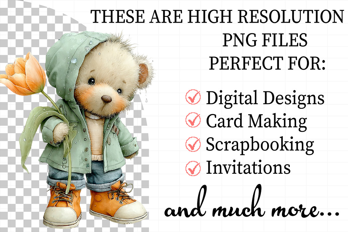 Spring Teddy Bear Clipart Set Bundle, an Illustration by Daily.Designs (Photo 2 of 8)