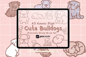 Cute Bulldogs Procreate Stamp Brushe