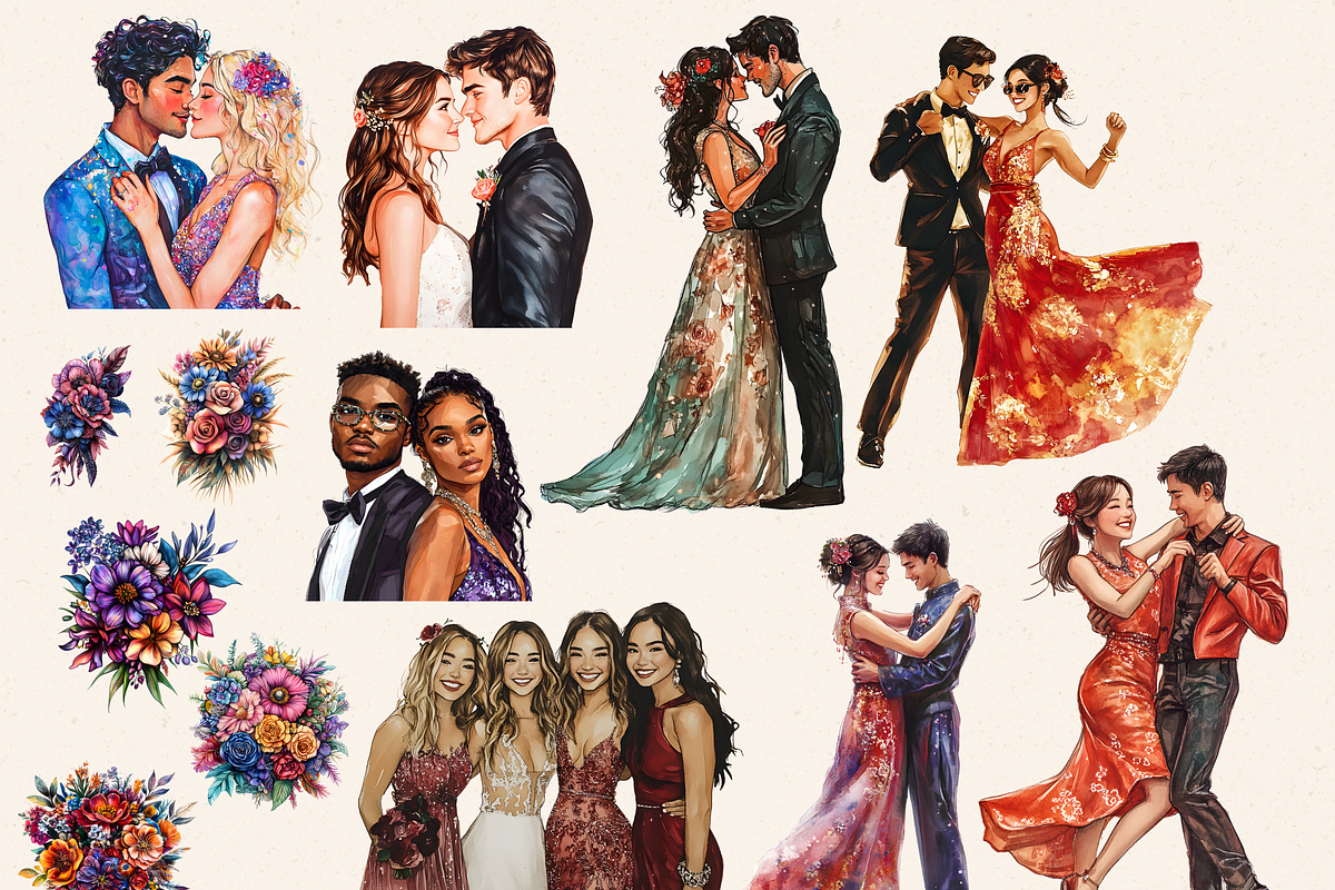 PROM TEENAGE STUDENTS CLIPART, a Person Illustration by Daring Digies (Photo 7 of 10)