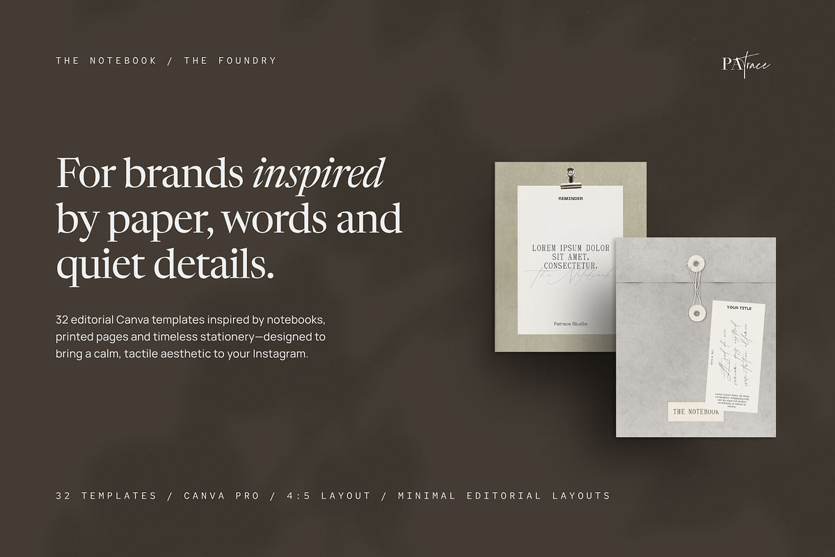 THE NOTEBOOK Instagram Templates, a Social Media Template by Patrace Studio (Photo 2 of 10)