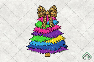 Rainbow Glitter Christmas Tree PNG, an Illustration by Craft Nest