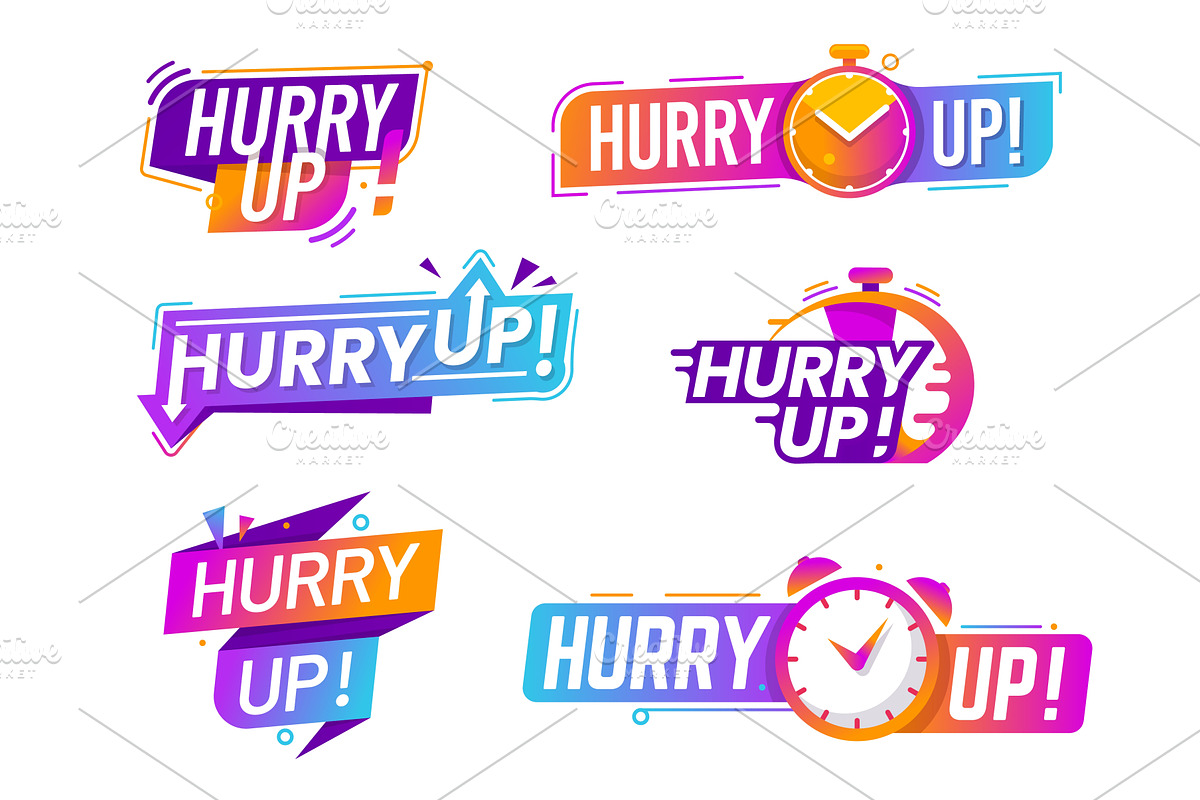 Hurry up icons with alarm clocks, a Finance Illustration by Vector Tradition