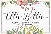 Ellie Bellie + Watercolor Kit, a Script Font by Adam Fathony (Thumbnail 1 of 12)