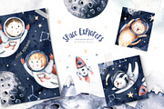 Watercolor space explorers. Kids set, an Animal Illustration by Peace ART (Thumbnail 7 of 19)