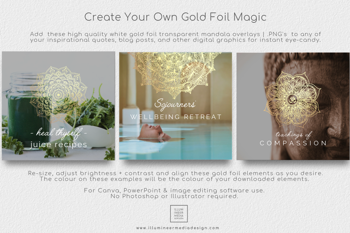6 Gold Foil Mandala Overlays, a Graphic by Illumineer Media & Design (Photo 2 of 4)