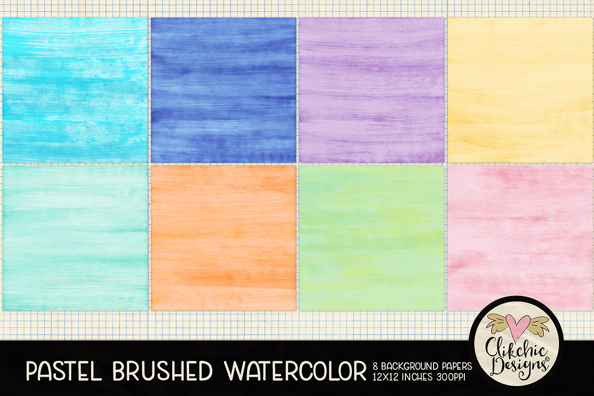 Pastel Brushed Watercolor Papers, a Texture Graphic by Clikchic Designs (Photo 2 of 5)
