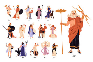 Ancient Greek gods and goddesses set, a Person Illustration by PaperTrident