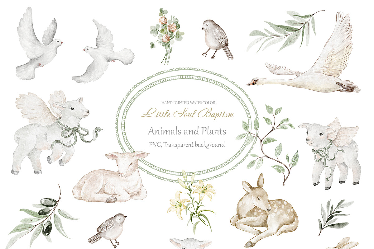 Hand Painted Baptism Watercolor Set, a Background Graphic by LenArt (Photo 12 of 19)