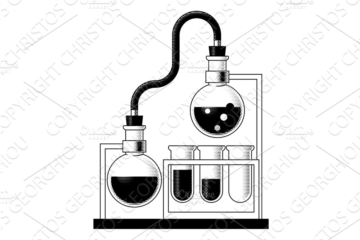 Science Experiment Retro Vintage, an Illustration by Christos Georghiou