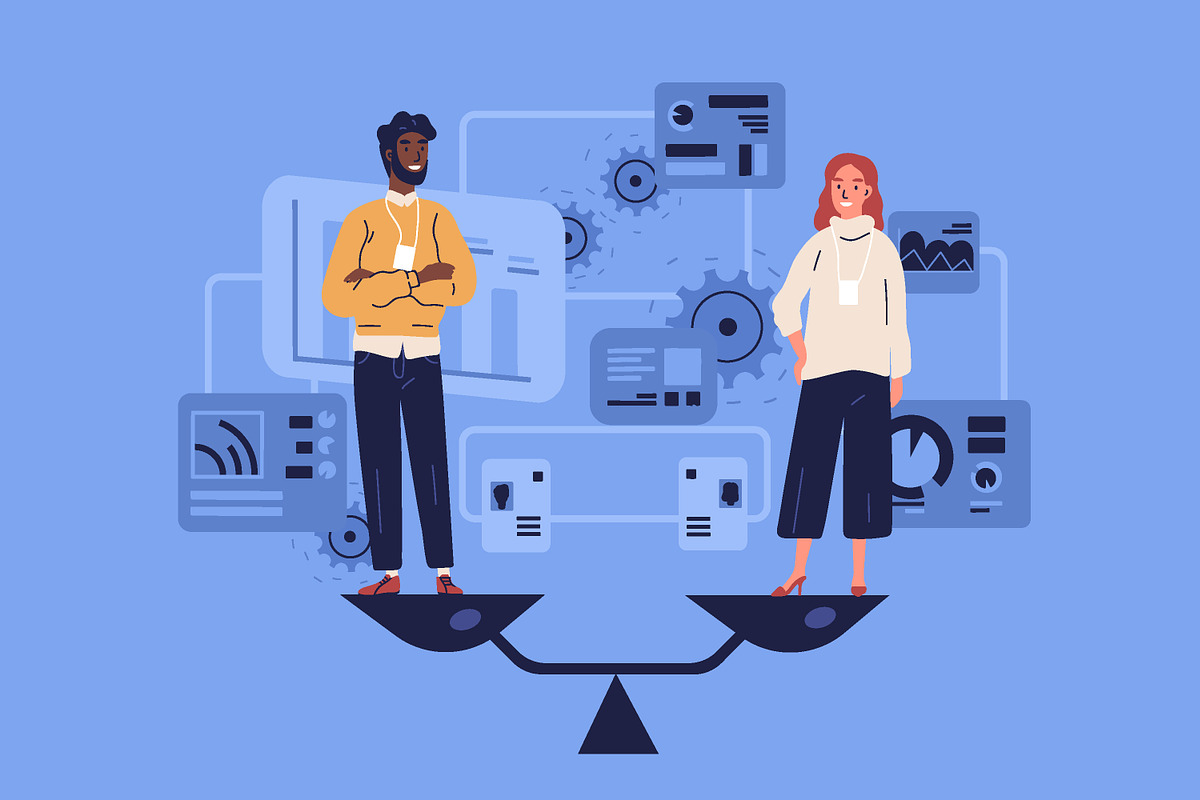 Gender equality at work concept, a Person Illustration by Good Studio