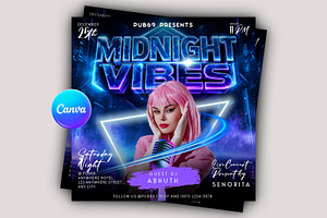 Midnight Vibes DJ Club Night Flyer, a Flyer Template by Posterfello