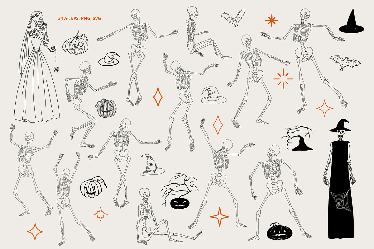 Halloween Party. Dancing Skeletons, an Object Graphic by AnMark (Photo 2 of 5)