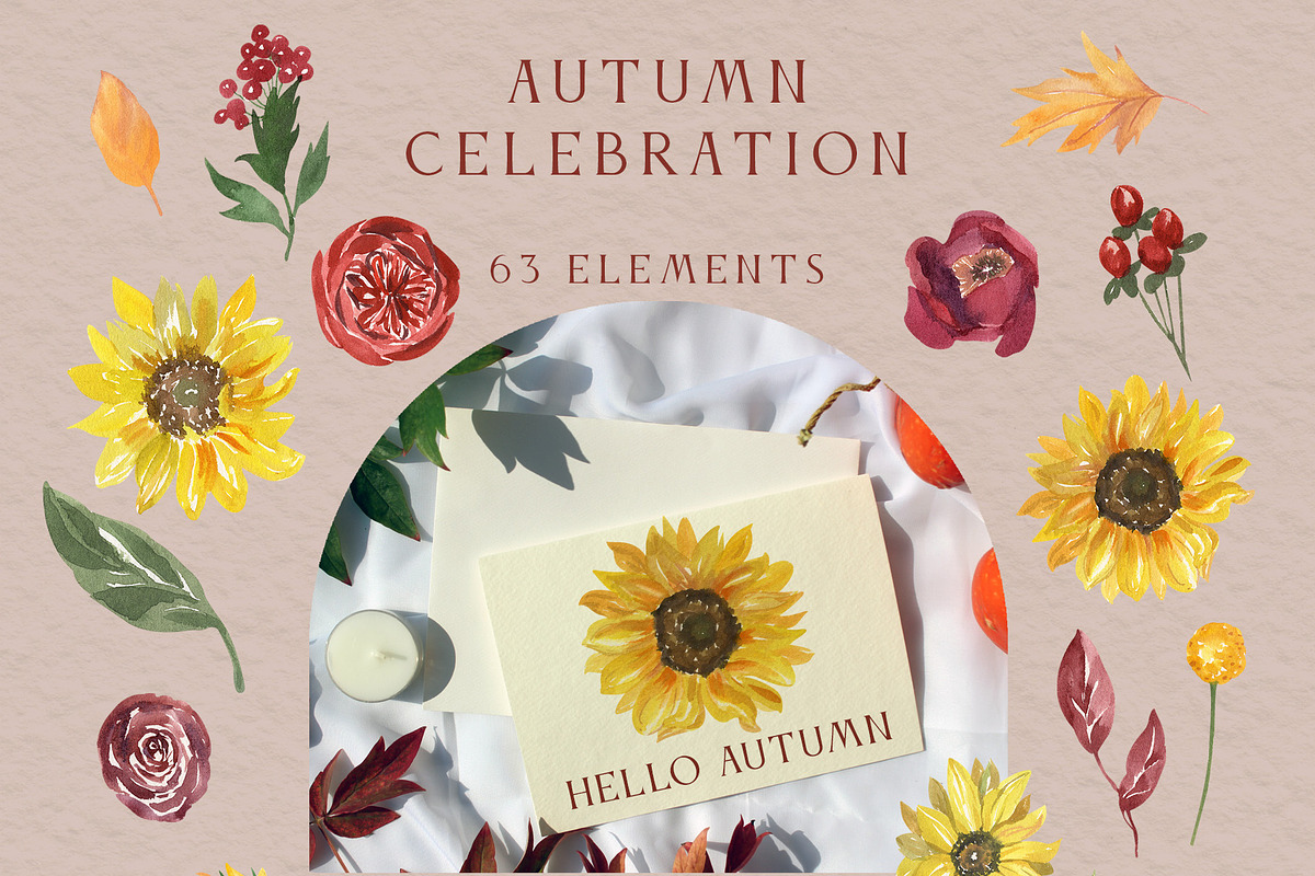 AUTUMN CELEBRATION Sunflower Pumpkin, a Seasonal Illustration by Catch the Dream Art (Photo 3 of 10)