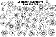 Retro Flower Garden Png Clipart Set, an Object Graphic by Brush Lab (Thumbnail 3 of 4)