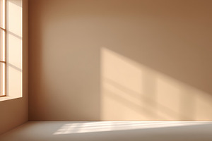 Minimalist beige room with large window and soft natural sunligh, an Abstract Photo by José Manuel Gelpi