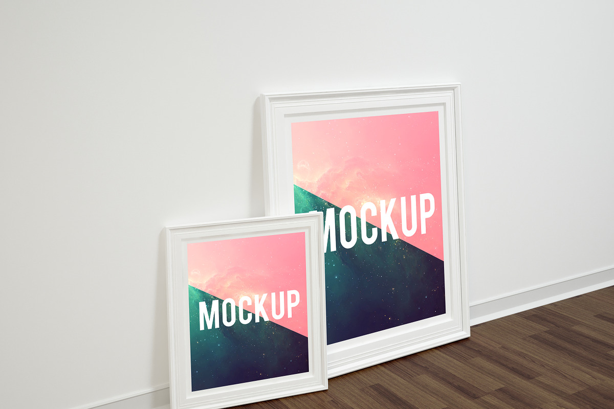 Double left frame poster mockup, a Print Template by Graphictwister