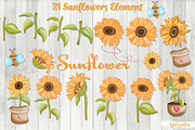Gnome-Sunflower Watercolor, a Decorative Illustration by Apixsala (Thumbnail 2 of 7)
