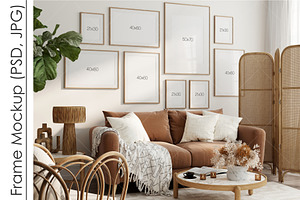 Gallery Wall Mockup PSD JPG