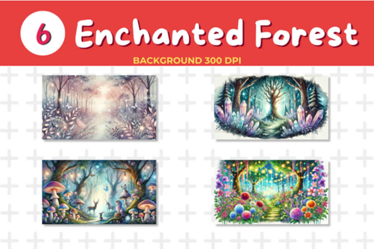 Watercolor Enchanted Forest Backgrou, a Background Graphic by John_Walker (Photo 2 of 3)