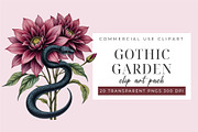 Gothic Garden Floral Clipart PNG, an Object Graphic by Printable Pretty Studio (Thumbnail 2 of 5)