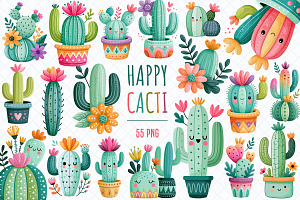 Whimsical Cactus Clipart 55 PNG