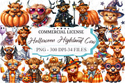 Cute Halloween highland cow Clipart, a Graphic by designcity5 (Thumbnail 1 of 5)