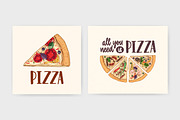 Slices of different pizza types, a Food Illustration by Good Studio (Thumbnail 3 of 19)