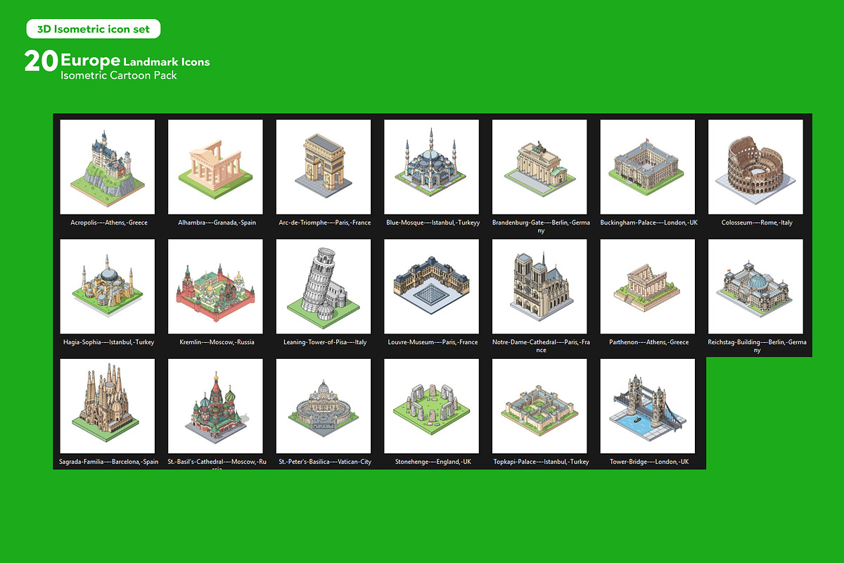 isometric  vector world land mark, an Object Illustration by Mongkees (Photo 7 of 7)