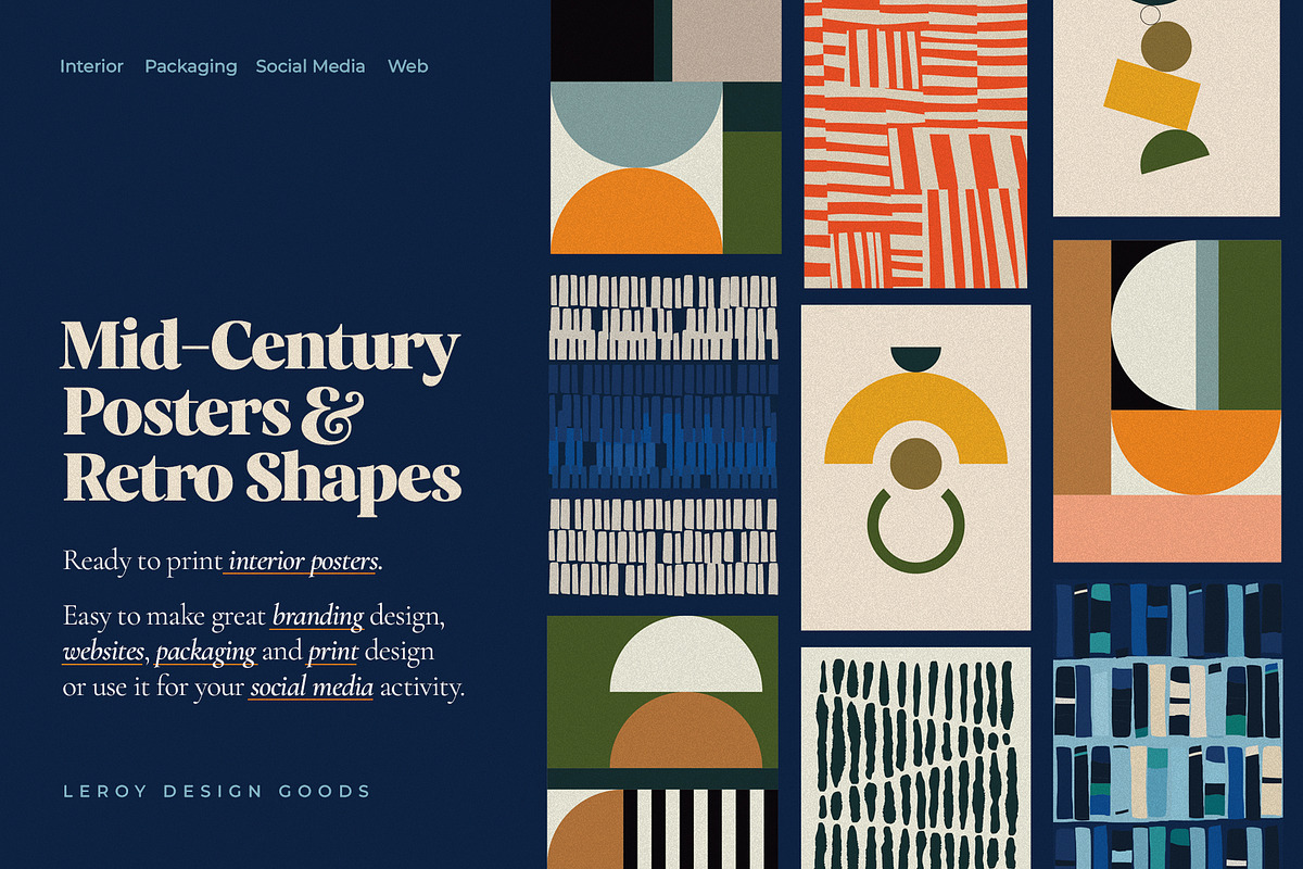 Mid-Century Posters & Retro Shapes 1, a Graphic by LEROY Design (Photo 1 of 10)