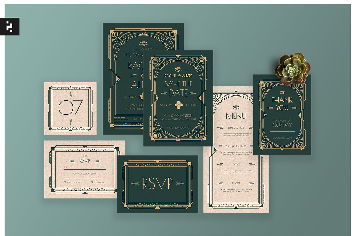 Wedding Invitation Suite - Art Deco, an Invitation Template by Neermana (Photo 1 of 4)