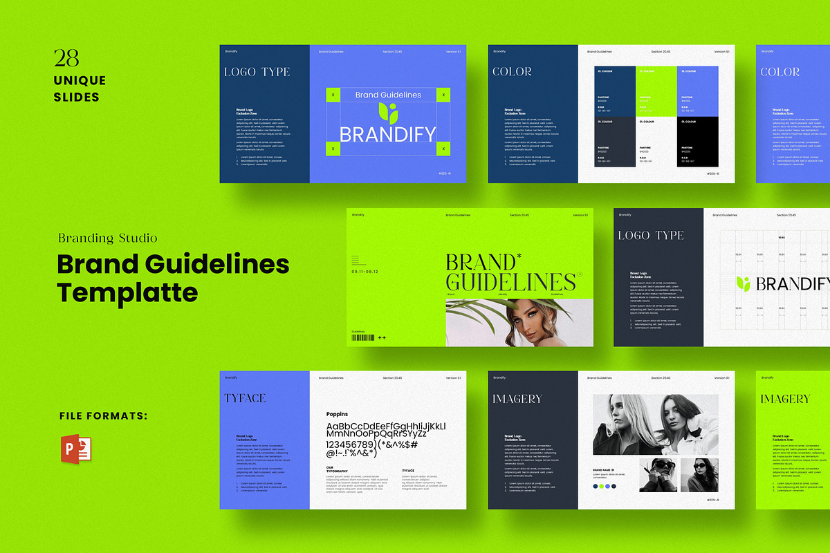 Brand Guidelines PowerPoint Template, a Presentation Template by Dream-Lab (Photo 1 of 11)